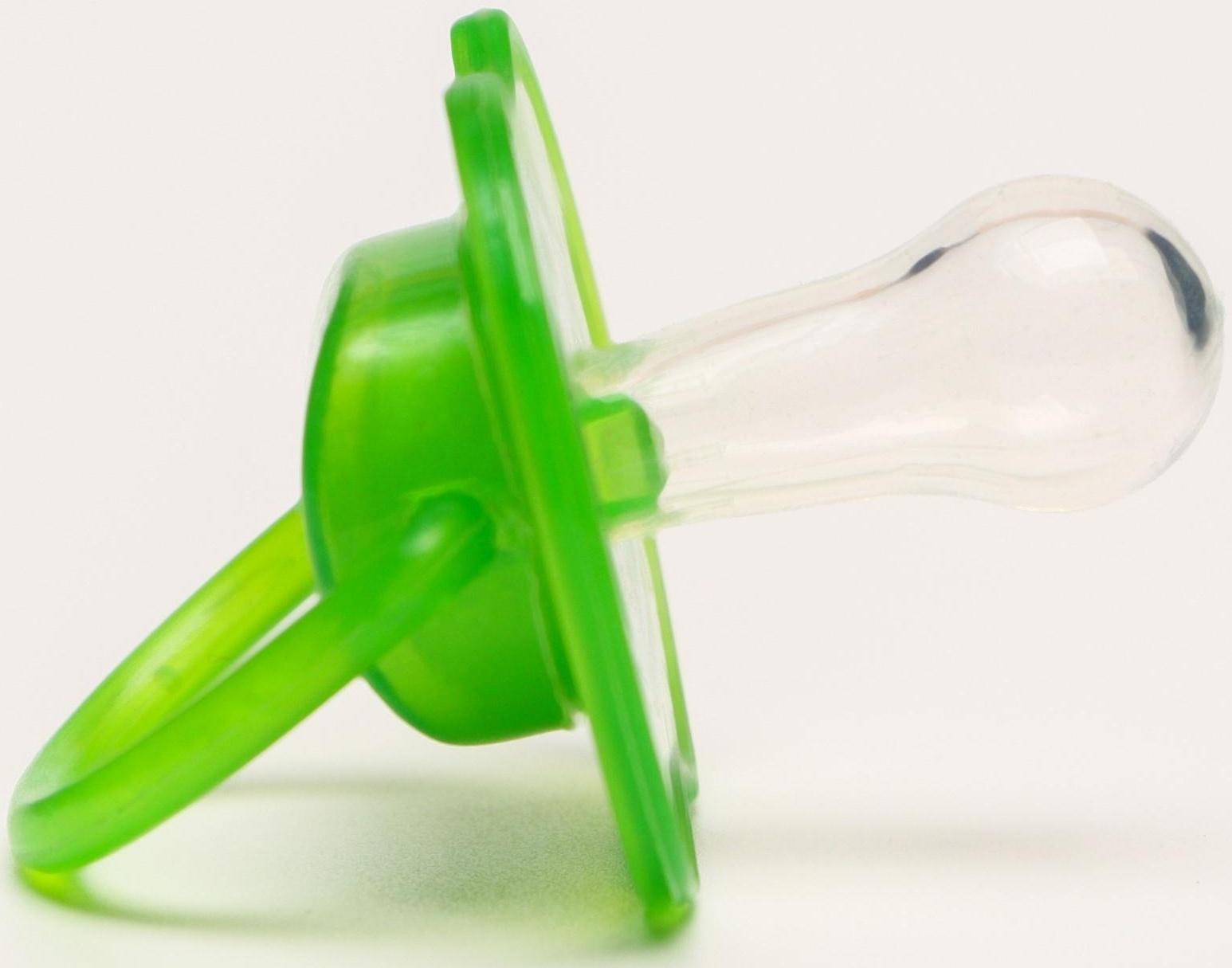 Соска-пустышка классическая, силикон, от 0 мес., с колпачком, цвет зеленый
