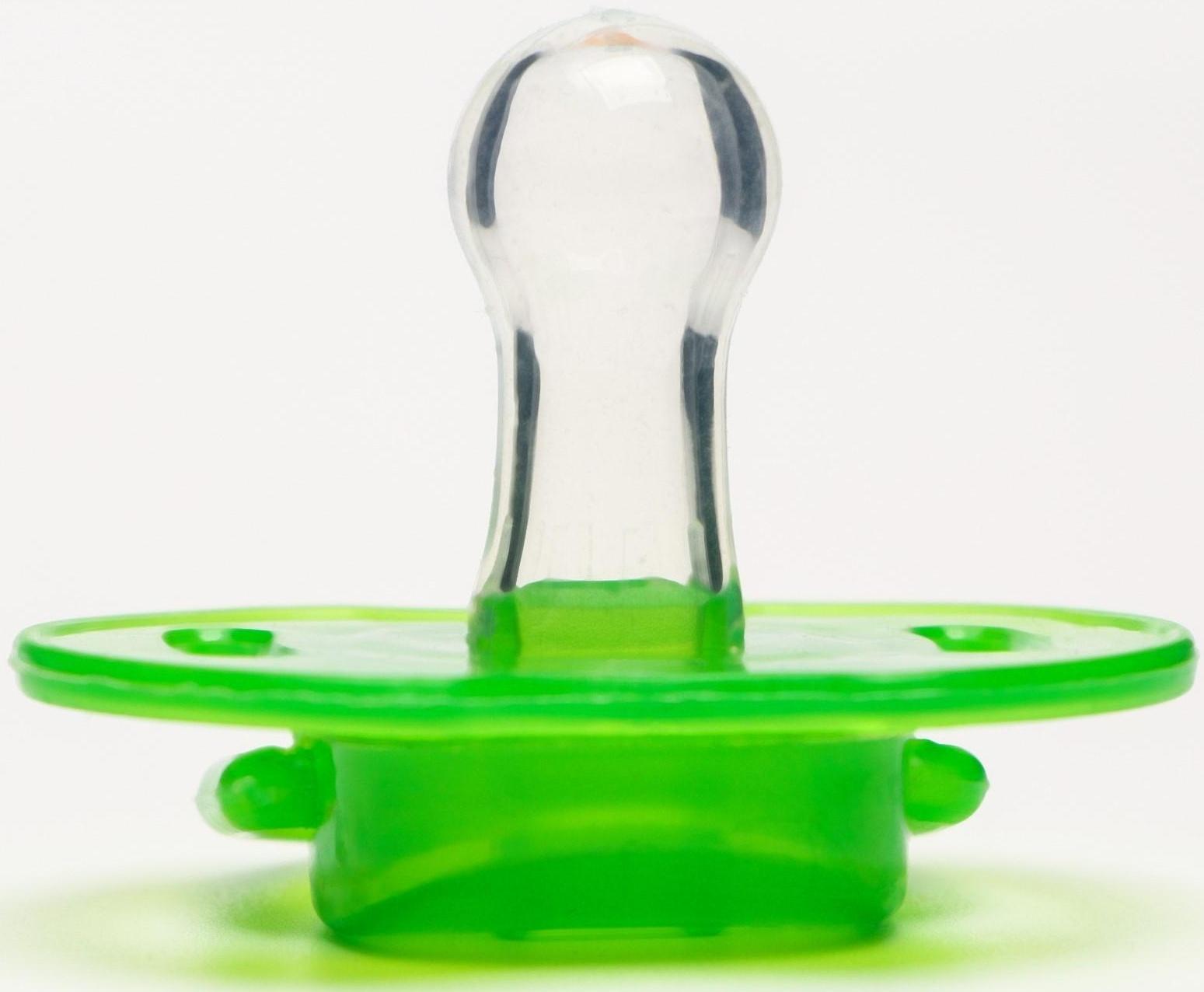 Соска-пустышка классическая, силикон, от 0 мес., с колпачком, цвет зеленый