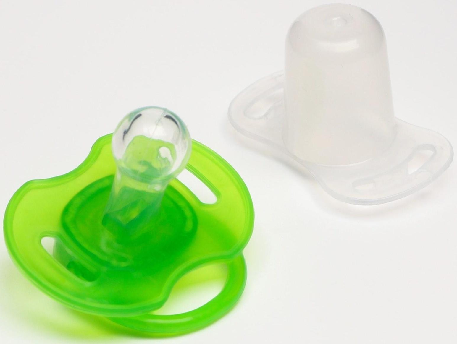 Соска-пустышка классическая, силикон, от 0 мес., с колпачком, цвет зеленый