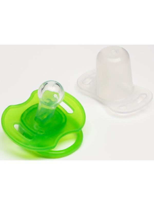 Соска-пустышка классическая, силикон, от 0 мес., с колпачком, цвет зеленый