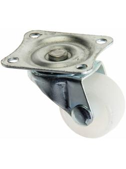Колесо мебельное, d=25 мм, на площадке, белое