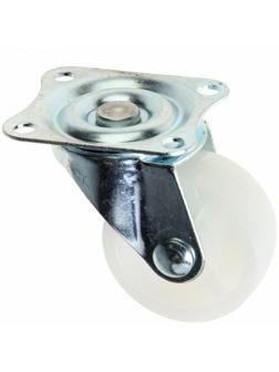 Колесо мебельное, d=38 мм, на площадке, белое