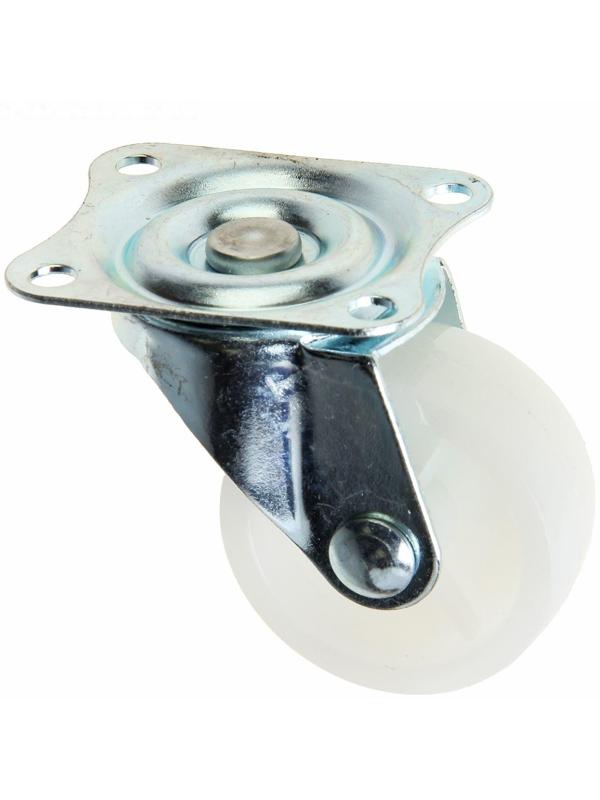 Колесо мебельное, d=38 мм, на площадке, белое