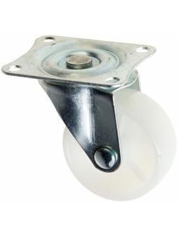 Колесо мебельное, d=45 мм, на площадке, белое