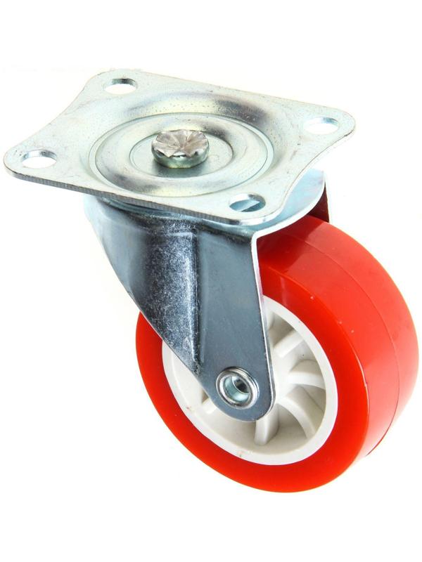 Колесо мебельное, d=65 мм, на площадке, красное
