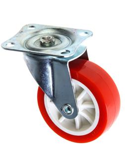 Колесо мебельное, d=75 мм, на площадке, красное