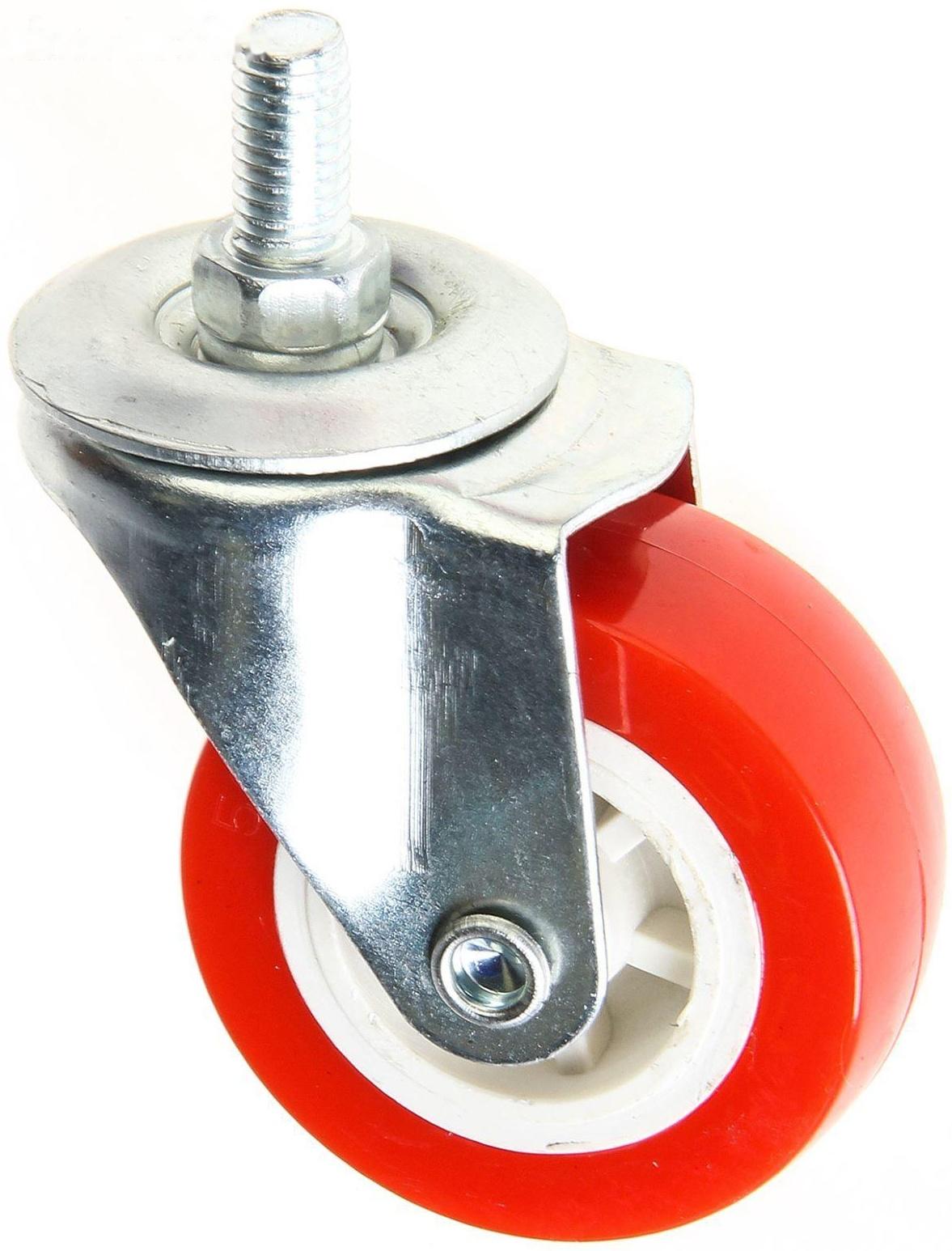 Колесо мебельное, d=50 мм, с футоркой, красное