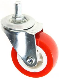 Колесо мебельное, d=50 мм, с футоркой, красное