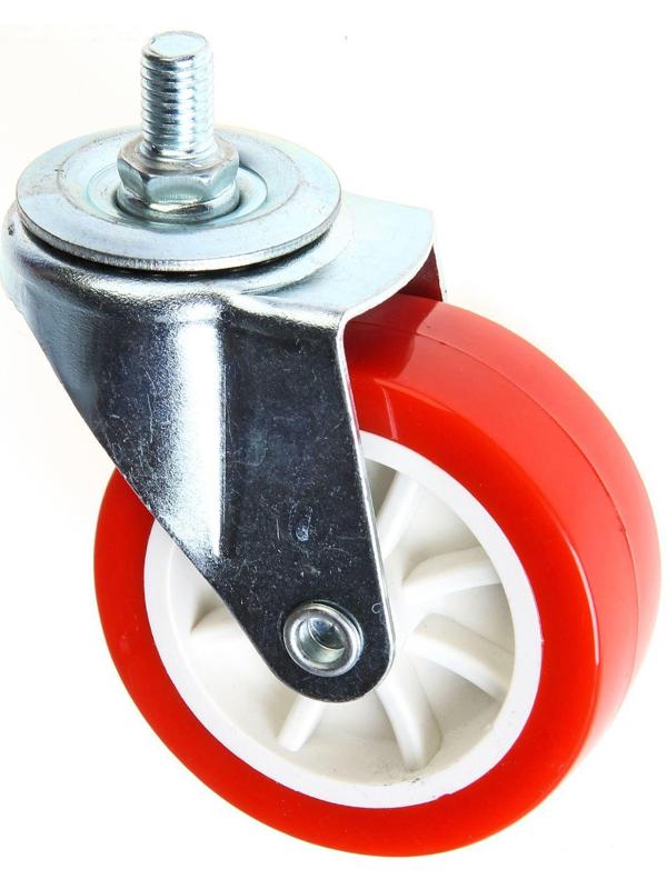 Колесо мебельное, d=75 мм, с футоркой, красное