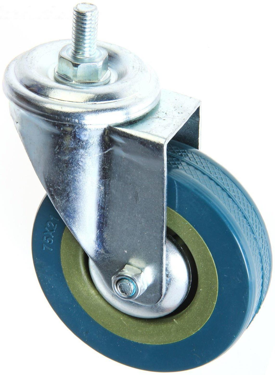 Колесо мебельное, d=75 мм, с футоркой, серое