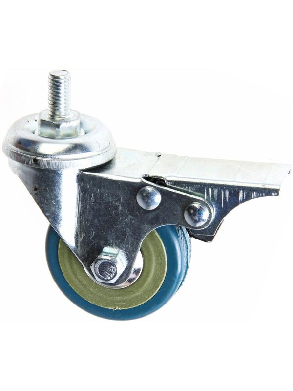 Колесо мебельное, d=50 мм, с футоркой, с фиксатором, серое