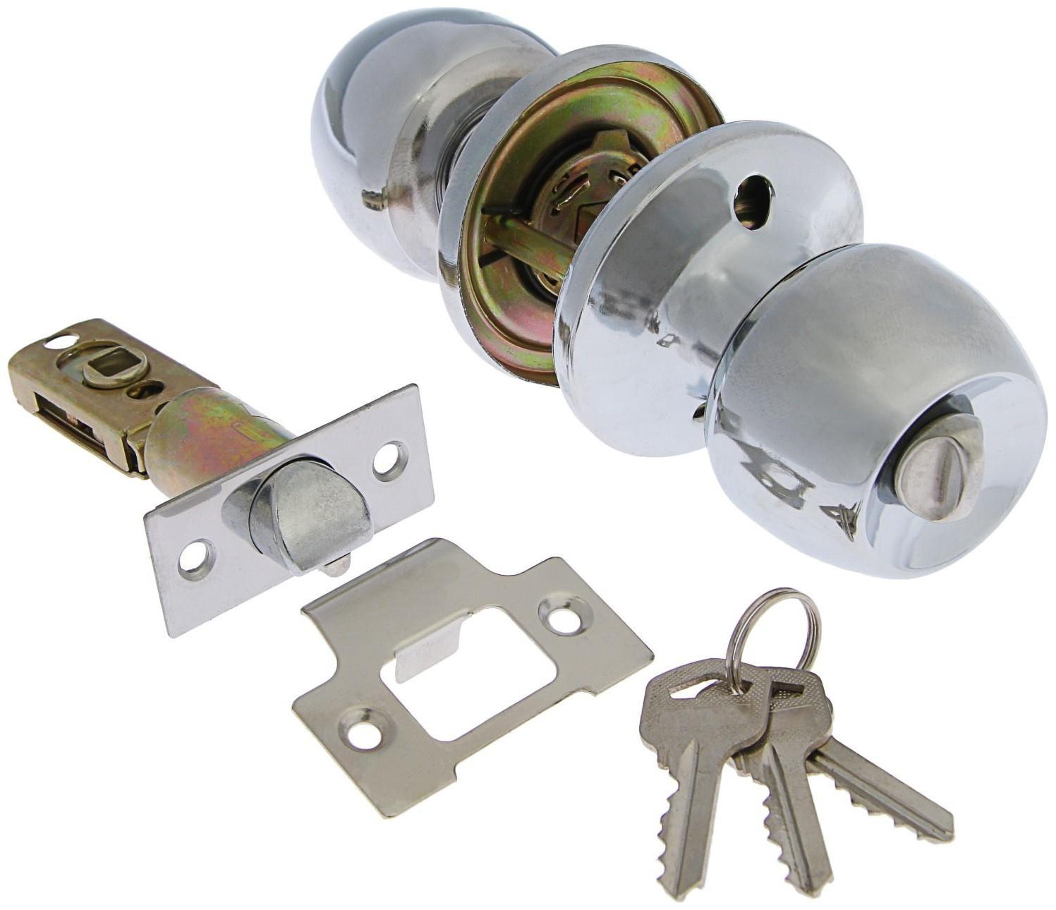 Защелка 1103, с ключом, цвет хром