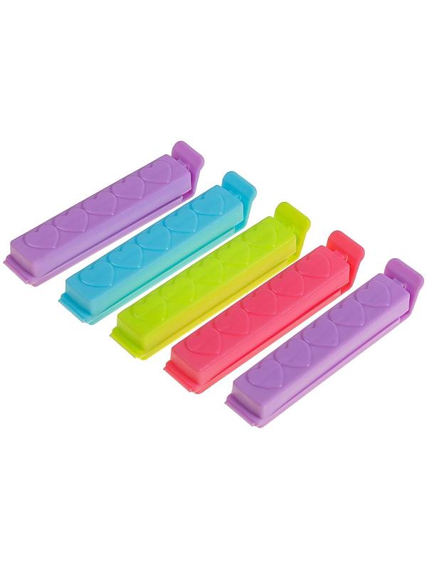 Набор зажимов для пакета, 8 см, 5 шт, цвет МИКС