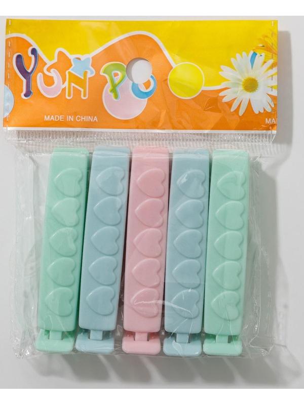 Набор зажимов для пакета, 8 см, 5 шт, цвет МИКС