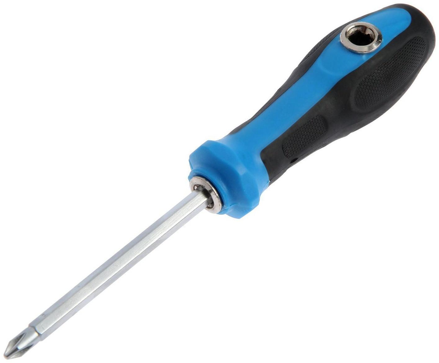 Отвертка комбинированная ТУНДРА, 3 в 1, двухкомпонентная рукоятка, PH2/SL6 х 100 мм