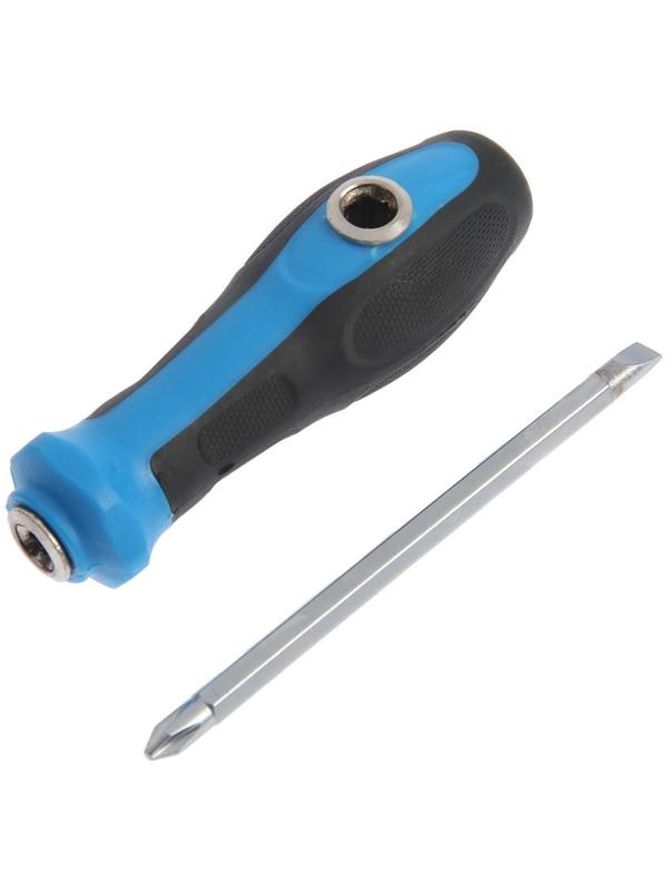 Отвертка комбинированная ТУНДРА, 3 в 1, двухкомпонентная рукоятка, PH2/SL6 х 100 мм