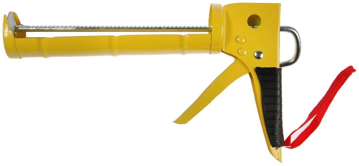 Пистолет для герметика ТУНДРА, полуоткрытый, зубчатый шток, 225 мм