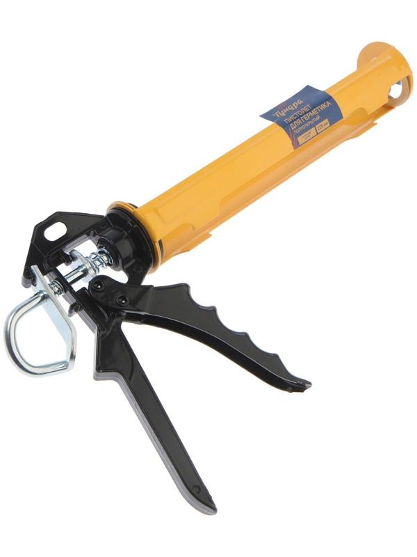 Пистолет для герметика ТУНДРА, полуоткрытый, круглый шток, 225 мм