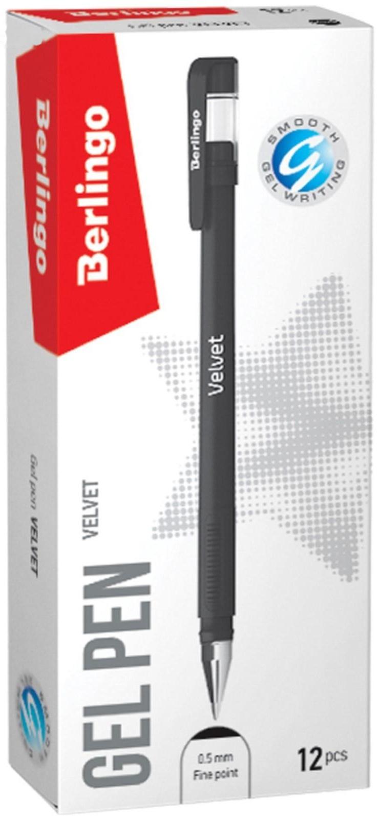 Ручка гелевая 0,5 мм Berlingo Velvet, стержень чёрный, прорезиненый корпус 243042