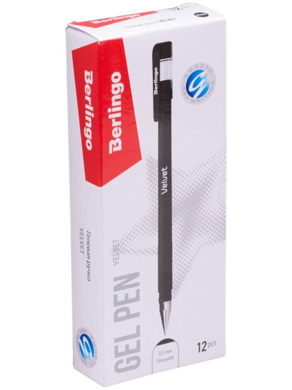 Ручка гелевая 0,5 мм Berlingo Velvet, стержень чёрный, прорезиненый корпус 243042