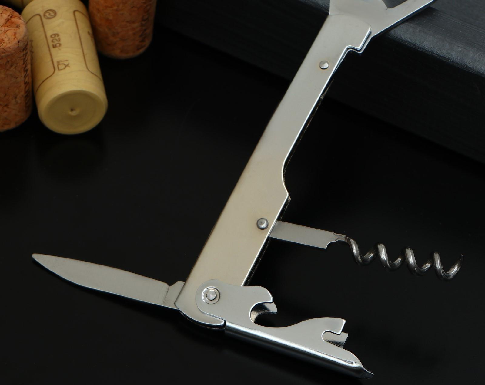 Штопор - открывалка Доляна «Универсальная», 14 см, цвет хромированный