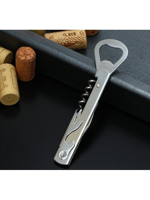 Штопор - открывалка Доляна «Универсальная», 14 см, цвет хромированный