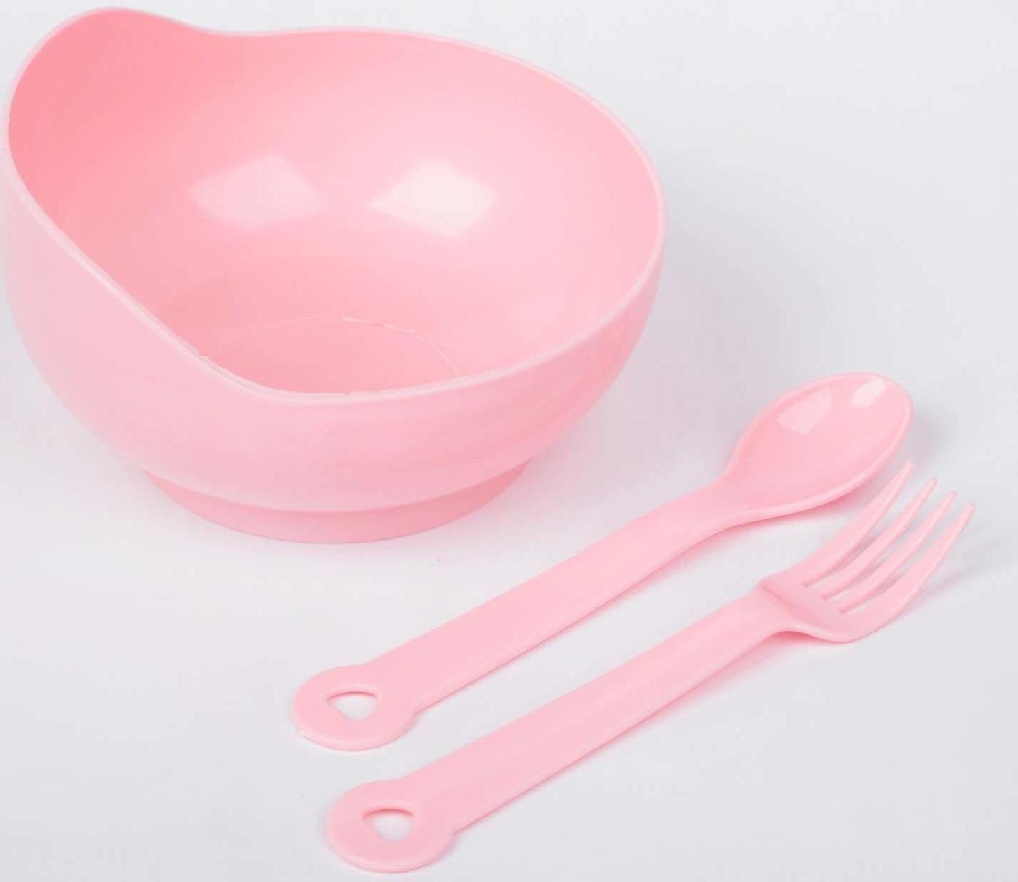 Набор детской посуды, 3 предмета: миска 250 мл, ложка, вилка, от 5 мес., цвета МИКС