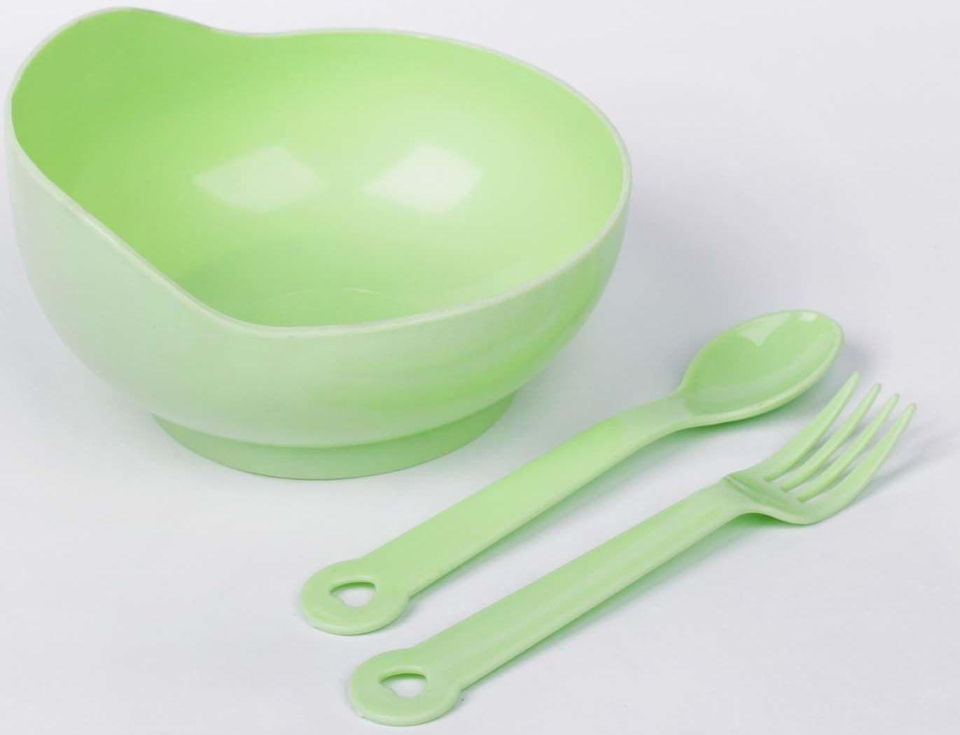 Набор детской посуды, 3 предмета: миска 250 мл, ложка, вилка, от 5 мес., цвета МИКС