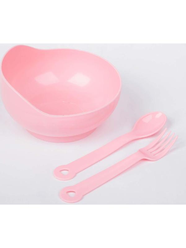 Набор детской посуды, 3 предмета: миска 250 мл, ложка, вилка, от 5 мес., цвета МИКС
