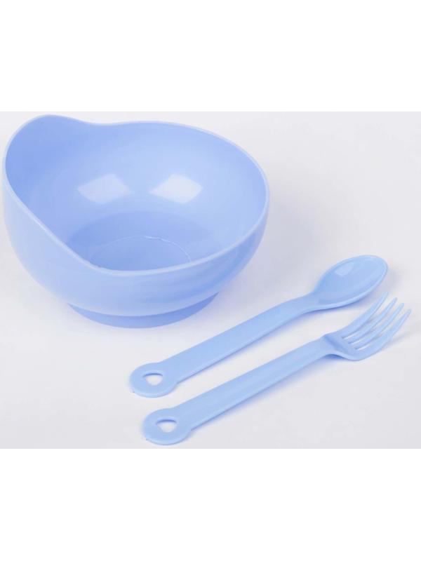 Набор детской посуды, 3 предмета: миска 250 мл, ложка, вилка, от 5 мес., цвета МИКС