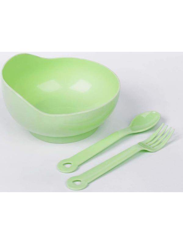 Набор детской посуды, 3 предмета: миска 250 мл, ложка, вилка, от 5 мес., цвета МИКС