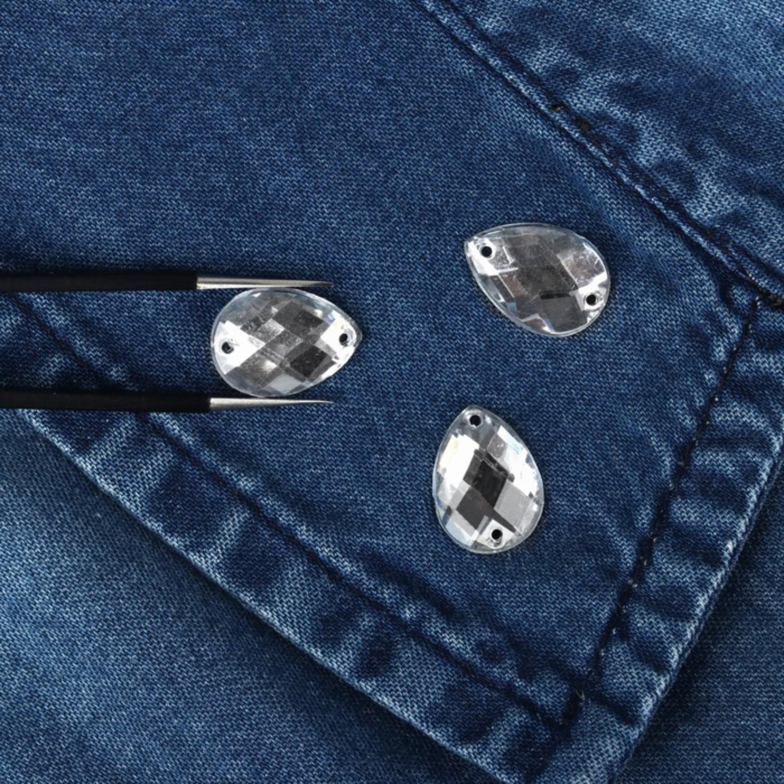 Стразы пришивные «Капля», 10 × 14 мм, 20 шт, цвет белый