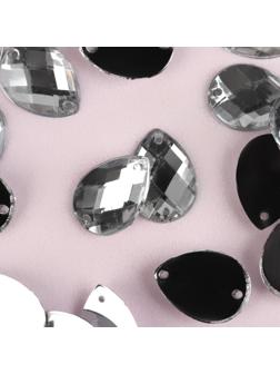 Стразы пришивные «Капля», 10 × 14 мм, 20 шт, цвет белый