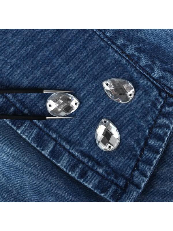 Стразы пришивные «Капля», 10 × 14 мм, 20 шт, цвет белый