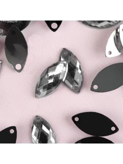 Стразы пришивные «Лепесток», 7 × 15 мм, 50 шт, цвет белый