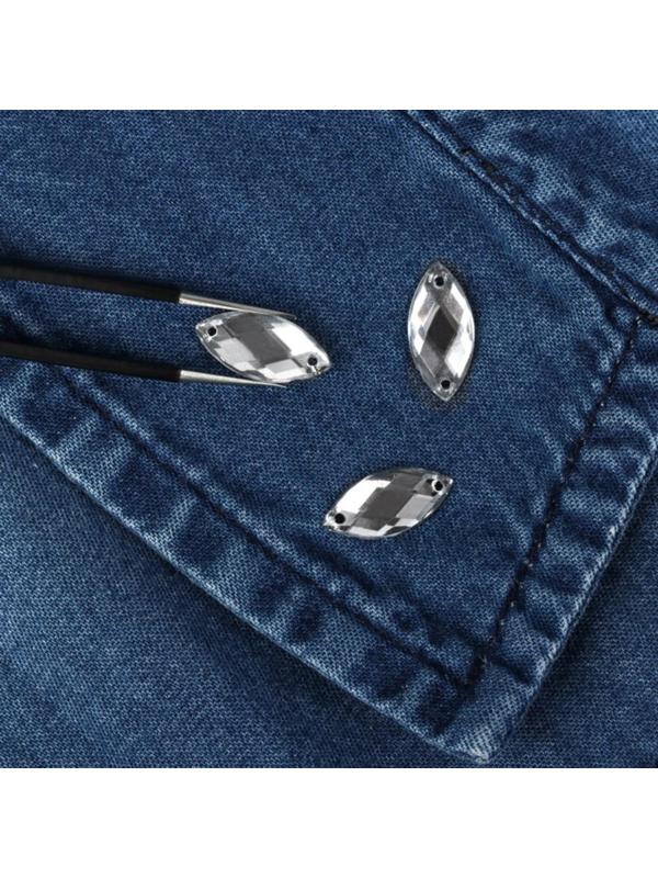 Стразы пришивные «Лепесток», 7 × 15 мм, 50 шт, цвет белый