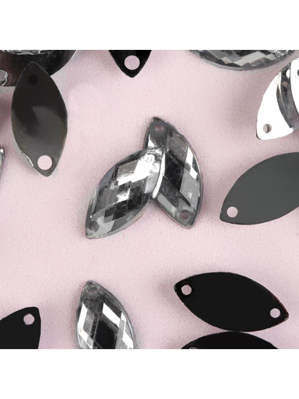 Стразы пришивные «Лепесток», 7 × 15 мм, 50 шт, цвет белый