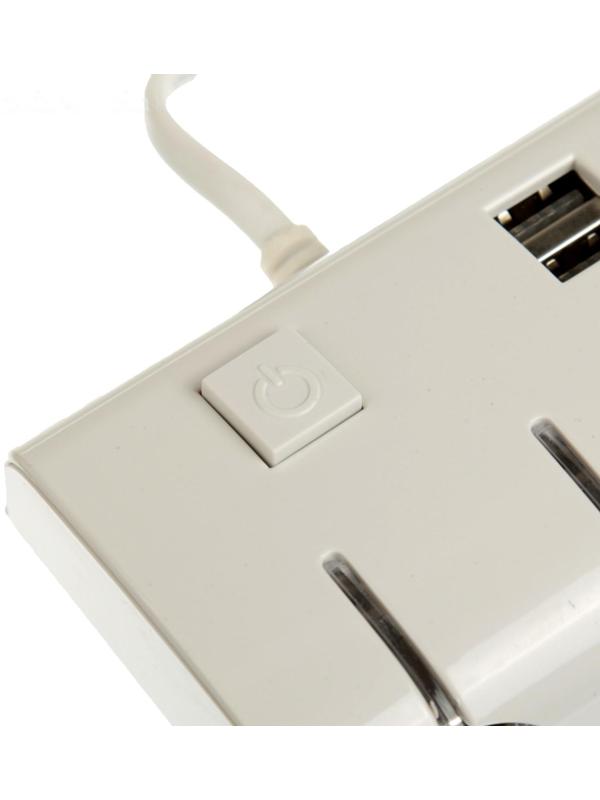 Разветвитель прикуривателя, 3 гнезда, 2 USB 1 А, 60 Вт, 12/24 В, подсветка, провод 70 см