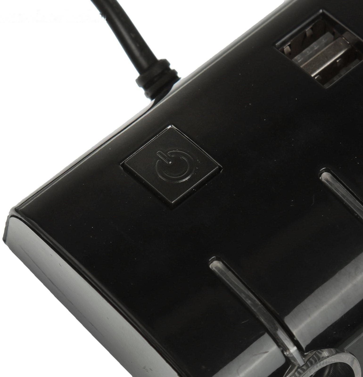 Разветвитель прикуривателя, 3 гнезда, 2 USB 1 А, 60 Вт, 12/24 В, подсветка, провод 70 см