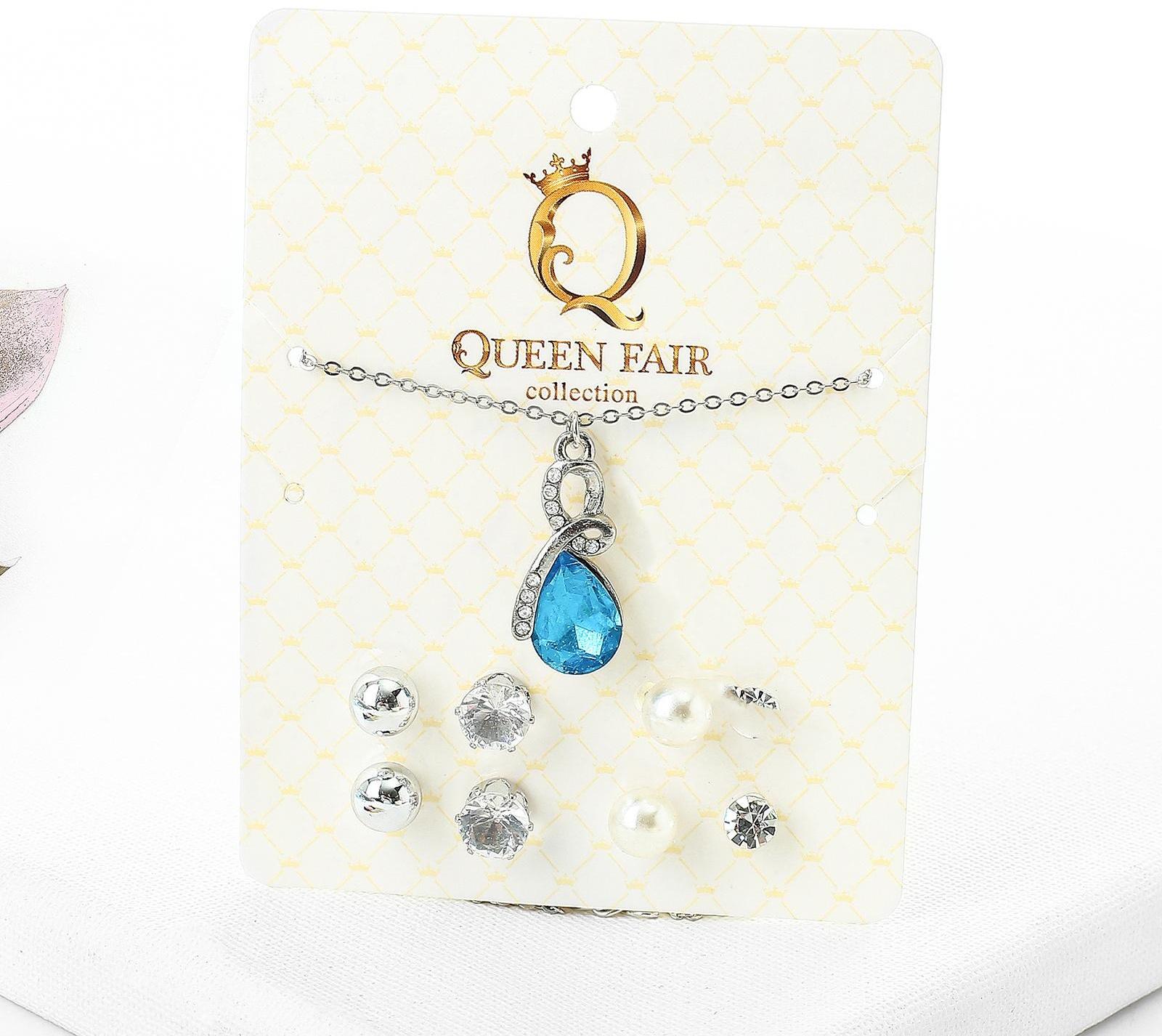 Гарнитур 5 предметов: 4 пары пуссет, кулон 