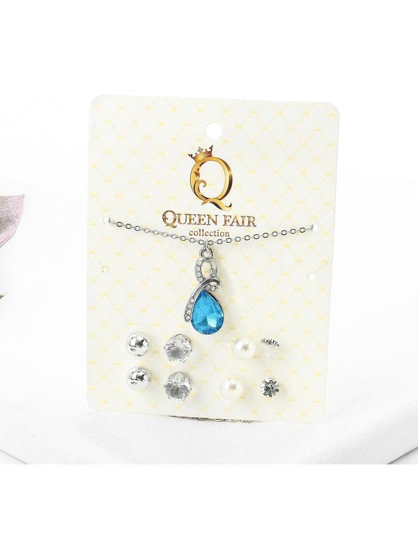 Гарнитур 5 предметов: 4 пары пуссет, кулон 