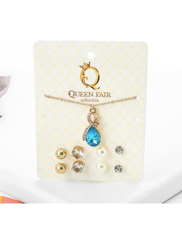 Гарнитур 5 предметов: 4 пары пуссет, кулон 