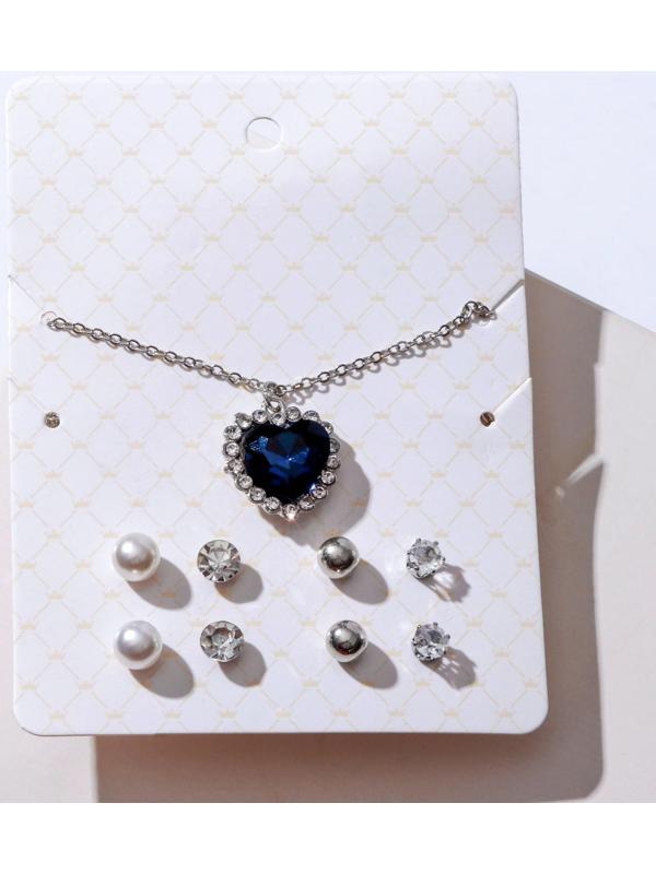 Гарнитур 5 предметов: 4 пары пуссет, кулон 