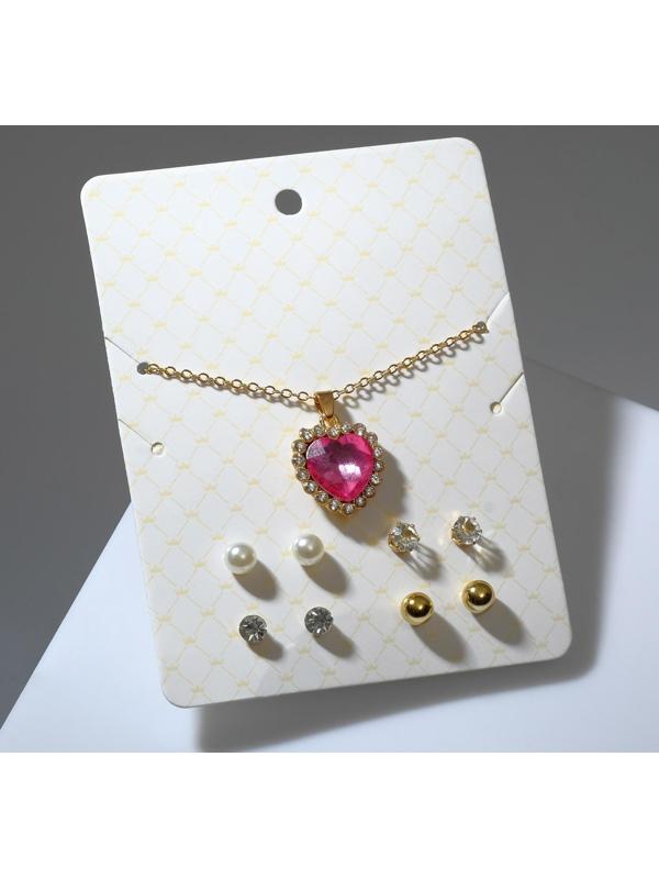 Гарнитур 5 предметов: 4 пары пуссет, кулон 
