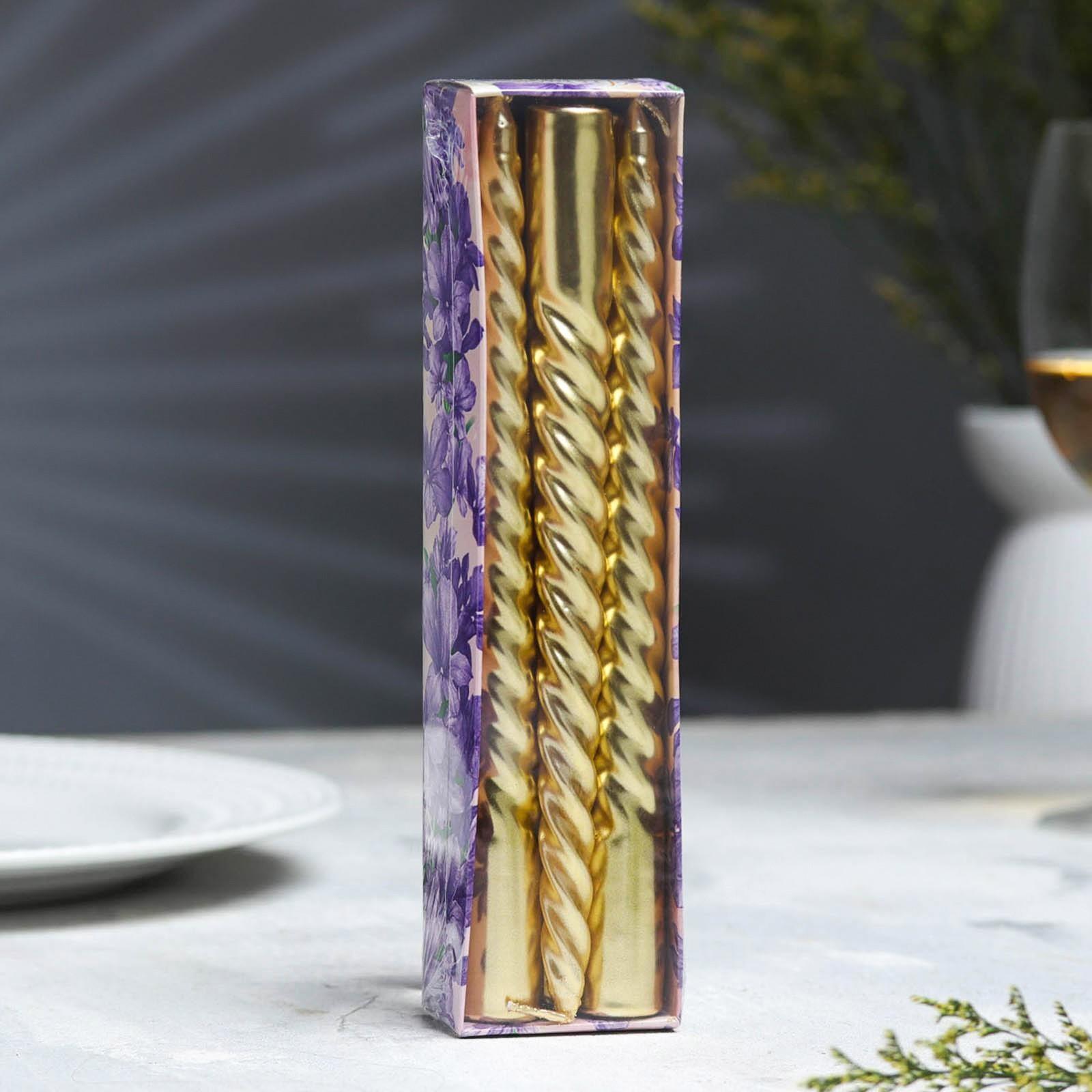 Набор Свечей витых, 1,9х 20 см, 6 штук, золотой металлик