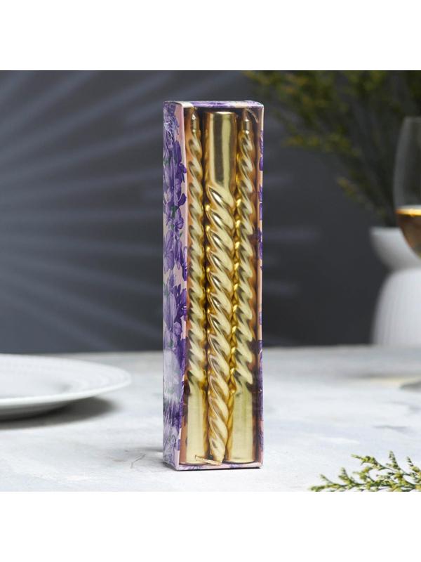 Набор Свечей витых, 1,9х 20 см, 6 штук, золотой металлик