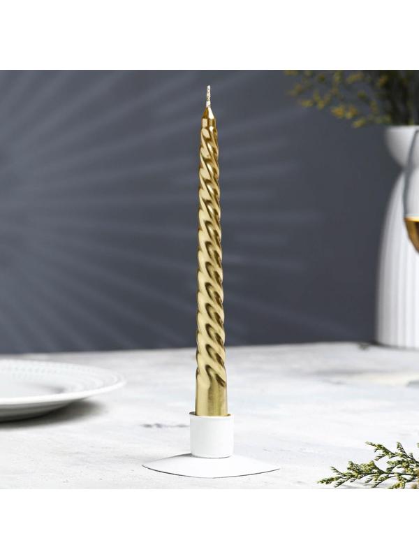 Набор Свечей витых, 1,9х 20 см, 6 штук, золотой металлик