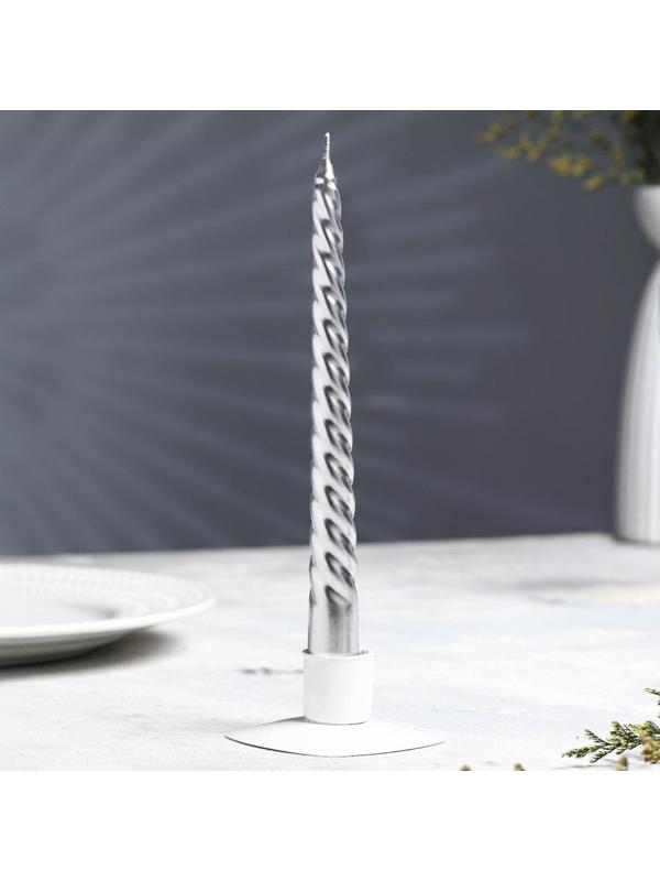 Набор Свечей витых, 1,9х 20 см, 6 штук, серебряный металлик