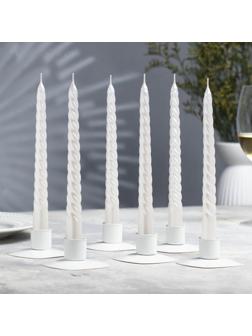 Набор Свечей витых, 1,9х 20 см, 6 штук, перламутровый металлик