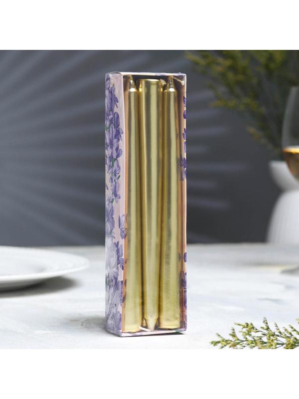 Набор Свечей античных, 1,9х 20 см, 6 штук, золотой металлик